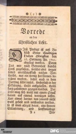 Vorrede an den Christlichen Leser.
