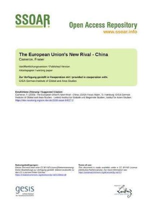 The European Union's New Rival - China