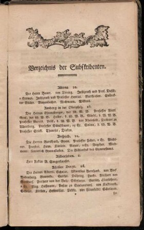 Verzeichnis der Subskribenten