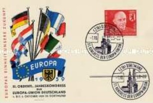 Postkarte zum XI. Jahreskongress der Europa-Union Deutschland