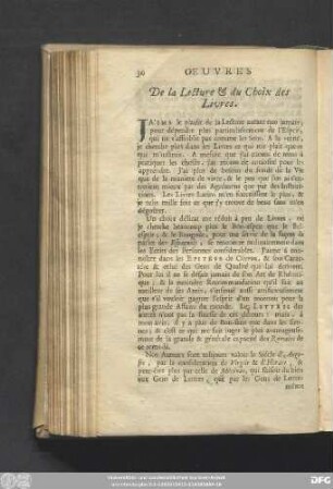 De la Lecture & du Choix des Livres.