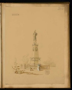 Gefallenendenkmal, Stendal Monatskonkurrenz März 1875: Perspektivische Ansicht