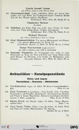 Antiquitäten – Kunstgegenstände (Nr. 185-302)