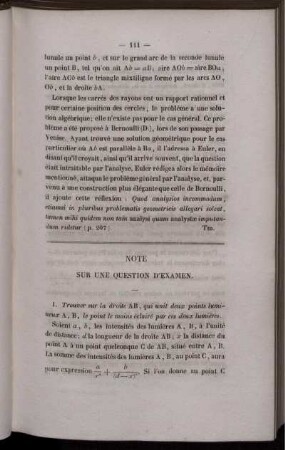 Note sur une question d´examen.