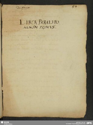 Liber Paralipomenon Primus.