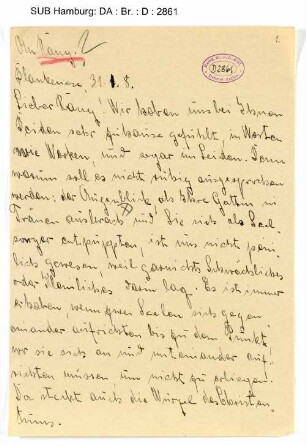 Brief an Florens Christian Rang