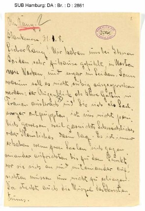 Brief an Florens Christian Rang