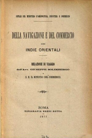 Della navigazione e del commercio alle Indie orientali