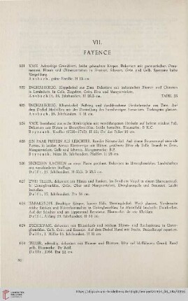 VII. Fayence (Nr. 621 - 695)