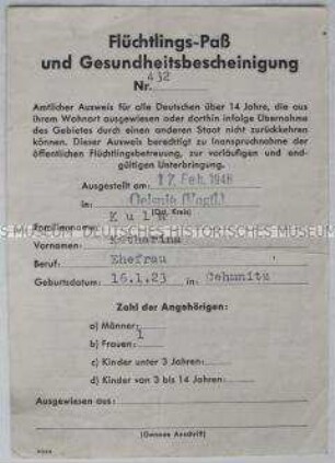 Ausweis für Flüchtlinge und Vertriebene