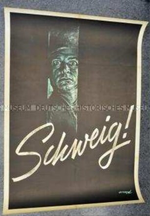 Plakat der NSDAP-Reichspropagandaleitung (Nr. 44) zur Warnung vor unbeabsichtigtem Verrat durch unvorsichtige Bemerkungen