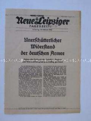 Extrablatt der "Neuen Leipziger Tageszeitung" u.a. mit über den britischen Luftangriff aus Gebiete in Westdeutschland