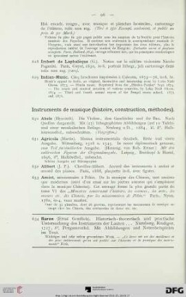 Instruments de musique (histoire, construction, méthodes) (Nr. 630-775)