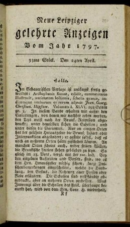 33tes Stück. Den 24ten April.