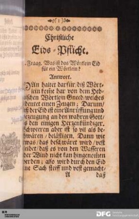 Christliche Eids-Pflicht.