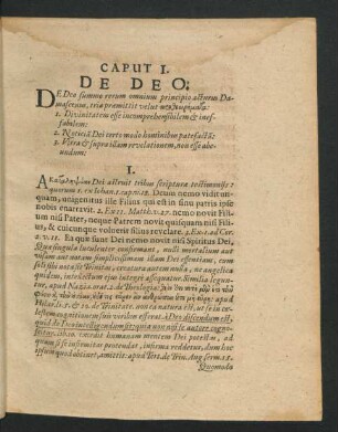 Caput I. De Deo.