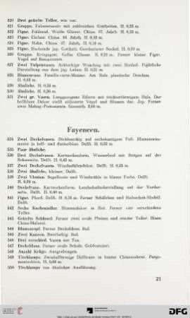 Fayencen (Nr. 534-560)