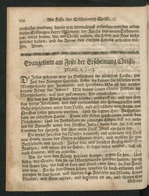 Evangelium am Feste der Erscheinung Christi, ...