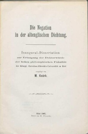 Die Negation in der altenglischen Dichtung