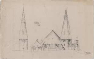 Gsaenger, Gustav; Wolfsburg; Ev. Kreuz Kirche, Gemeindehaus II - Ostseite (Ansicht)
