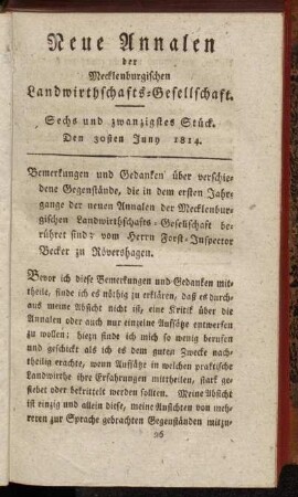 Sechs und zwanzigstes Stück. Den 30sten Juny 1814.