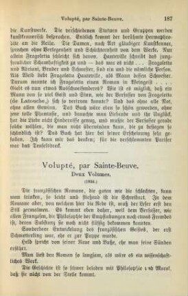 Volupté, par Sainte-Beuve. Deux Volumes. (1834.)