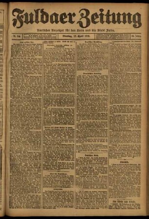 Ausgabe vom Montag, den 25. April 1921.