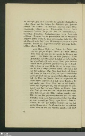 Weiherede bei der Grundsteinlegung der Lutherkirche