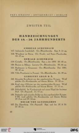 Handzeichnungen des 18.-20. Jahrhunderts (Nr. 117-554)