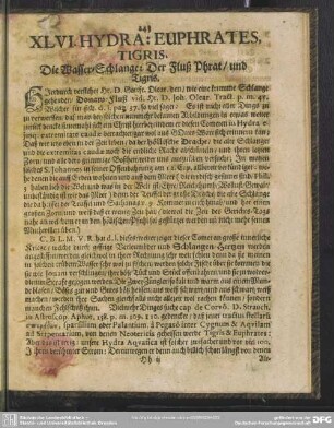 XLVI. Hydra: Euphrates, Tigris. Die Wasser-Schlange: Der Fluß Phrat, und Tigris