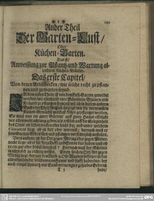 Ander Theil Der Garten-Lust, oder Küchen-Garten. Das ist, Anweissung zur Pflantz- und Wartung allerhand Küchen-Kräuter