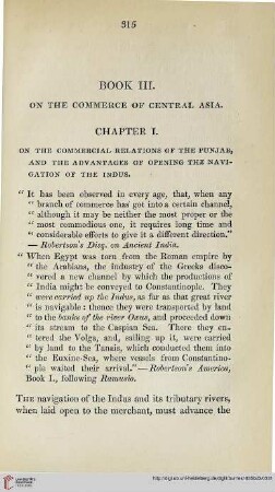 Book III, Chapter I: On the commercial relations of the Punjab, and the advantages of opening the Indus