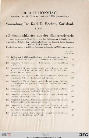 III. Auktionstag. Samstag, den 26. Oktober 1935, ab 3 Uhr nachmittags (Nr. 480-812)