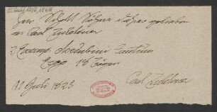 Auflistung von Musikalien : 11.7.1825