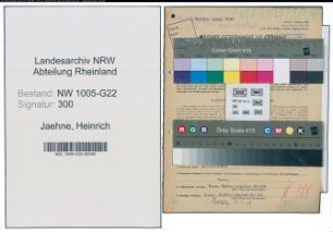 Entnazifizierung Heinrich Jaehne , geb. 25.11.1882 (Metzger)