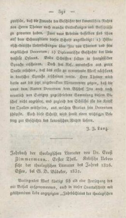 591-593 [Rezension] Jahrbuch der theologischen Literatur