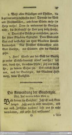 70. Die Anwendung der Gnadenzeit