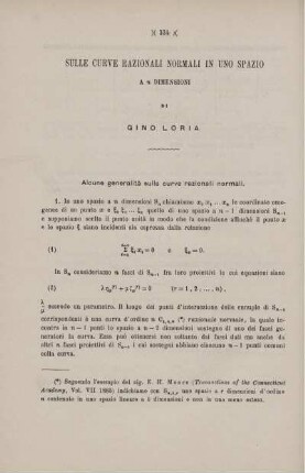 Sulle curve razionali normali in uno spazio a n dimensioni.