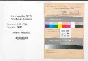 Entnazifizierung Friedrich Kehne , geb. 06.09.1885 (Lehrer)