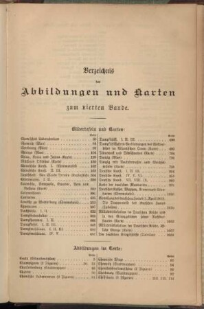 Verzeichnis der Abbildungen und Karten zum vierten Bande.