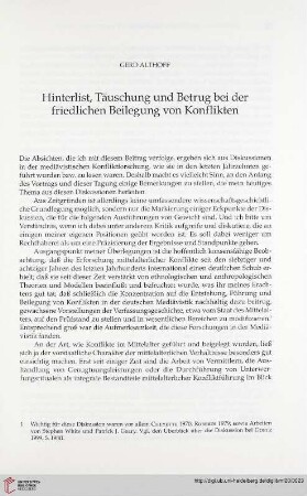 Hinterlist, Täuschung und Betrug bei der friedlichen Beilegung von Konflikten