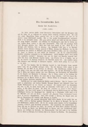 III. Die florentinische Zeit. Zweiter Teil: Nachblüte. (1496-1499.)