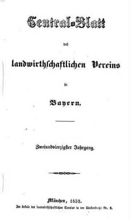 Centralblatt des Landwirthschaftlichen Vereins in Bayern. 42. 1852