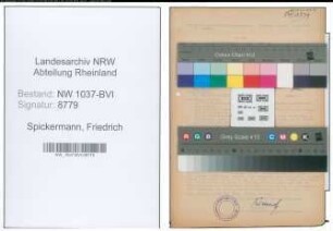 Entnazifizierung Friedrich Spickermann , geb. 01.08.1887 (Hallenmeister)