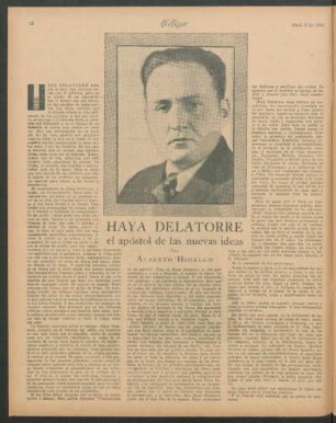 Haya Delatorre : El apóstol de las nuevas ideas