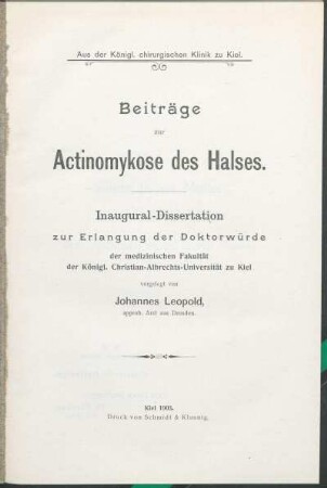 Beiträge zur Actinomykose des Halses