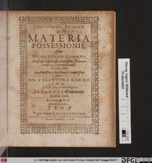 Conclusiones Iuridicae Ex Materia Possessionis
