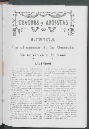 Lírica : En el campo de la Opereta