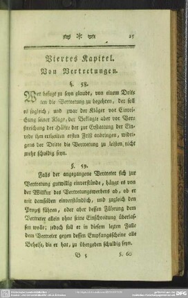 Viertes Kapitel. Von Vertretungen