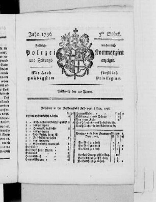 3tes Stück., Ausgabe vom 20. Januar 1796